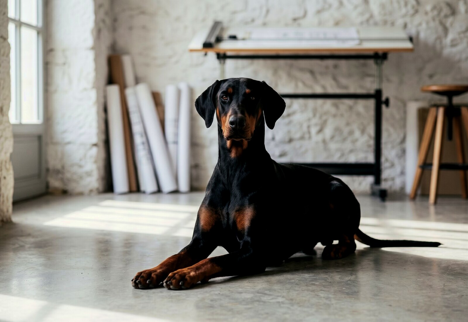 Préparation d’un Holter cardiaque sur un Dobermann aux oreilles naturelles